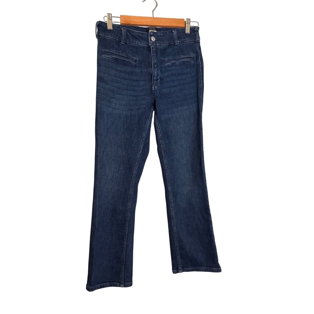 Maeve Anthropologie Cropped Flare Patch Pocket Jeans Indigo Blue Size 28